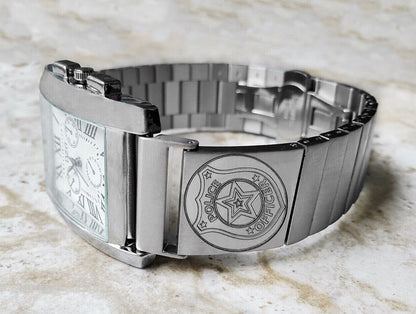 Police Badge Engraved Band for 22mm 24mm 25mm Lugs Traditional Casual Luxury and Smartwatches Silver Stainless Steel Bracelet Strap PB4