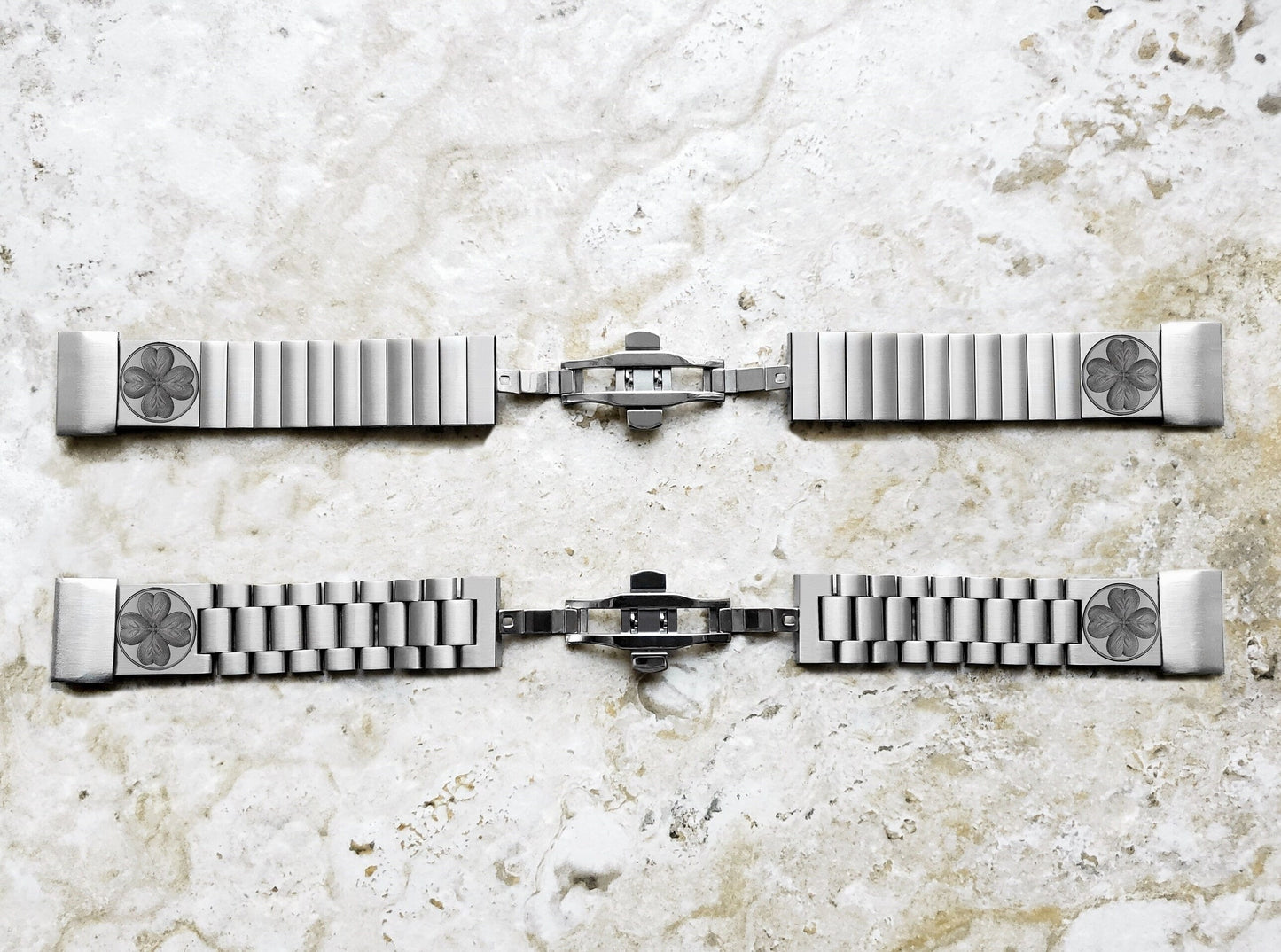 Four Leaf Clover Engraved Watch Band for Garmin epix Pro 51mm Foretrex 601 701 Quatix 3 6X 7X D2 Tactix 7 Instinct 2X St Steel Strap SR1 A26