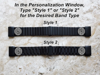 Engraved Watch Band for Garmin epix Pro 51mm Foretrex 601 701 Quatix 3 6X 7X D2 Tactix 7 Instinct 2X Solar Black Stainless Steel F1 A26