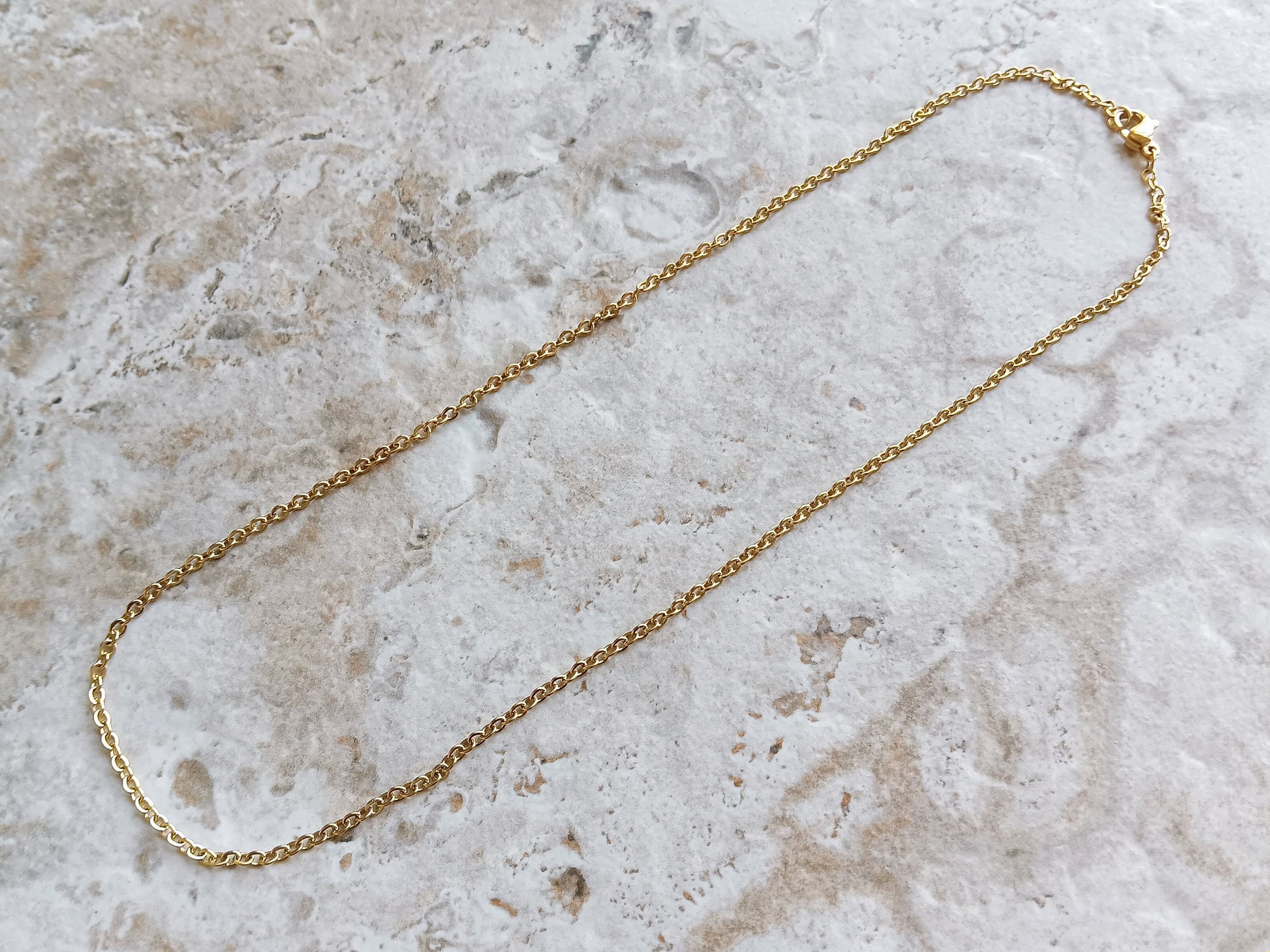 2mm Gold Shiny Color Stainless Steel Rolo Chains Necklace Unisex Customisable Size Elegant Fine Jewelry Tarnish Resistant