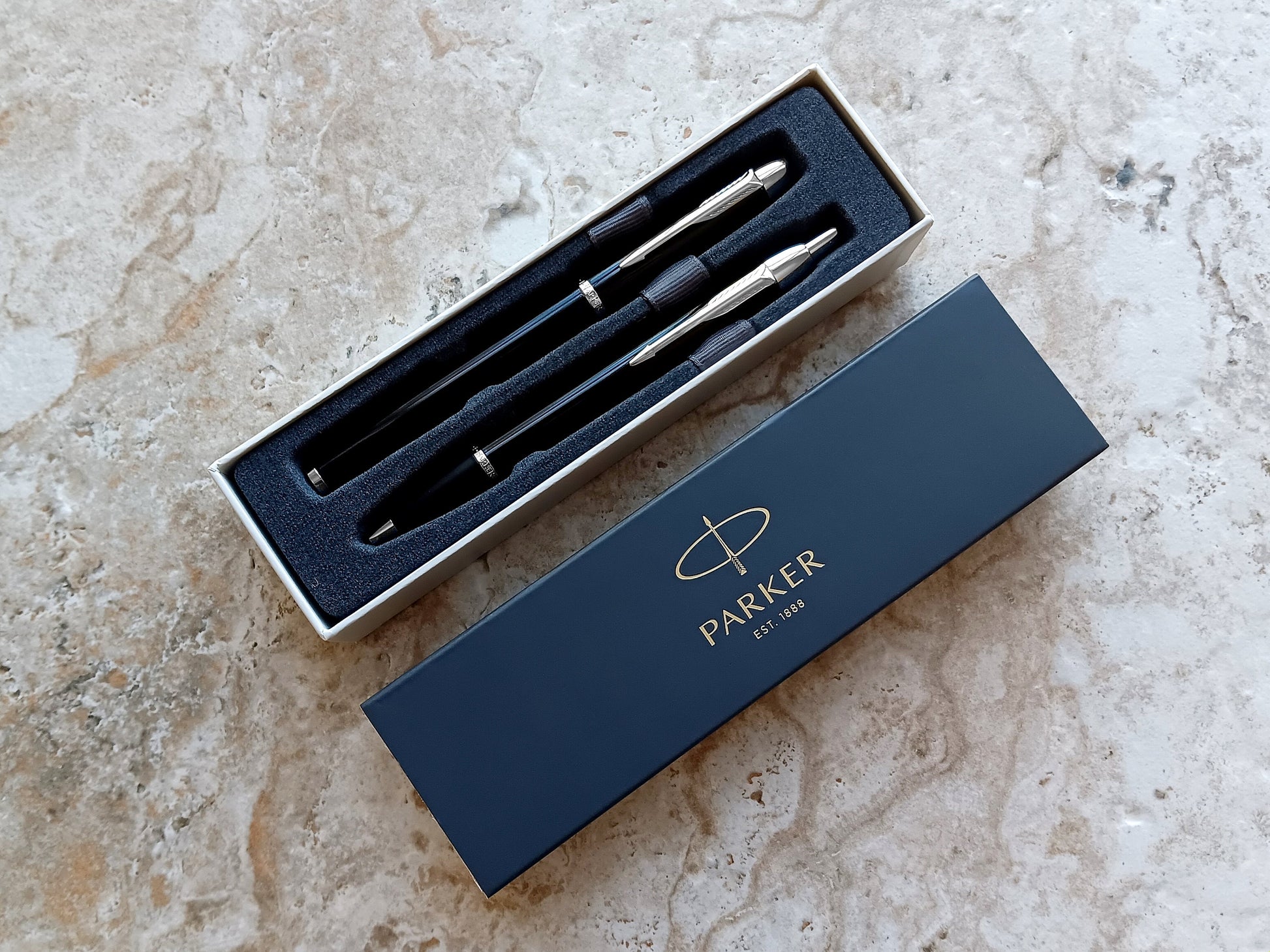 Custom Personalized Engraved Black with Chrome Trim Finish Luxury IM Ballpoint & IM Rollerball Parker Pens Box Great Gift for All Occasions
