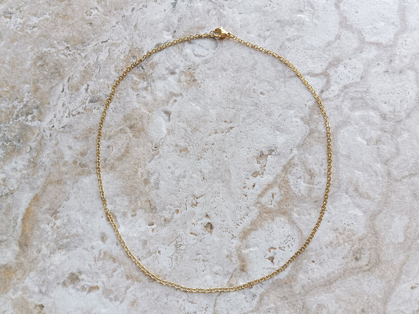 2mm Gold Shiny Color Stainless Steel Rolo Chains Necklace Unisex Customisable Size Elegant Fine Jewelry Tarnish Resistant