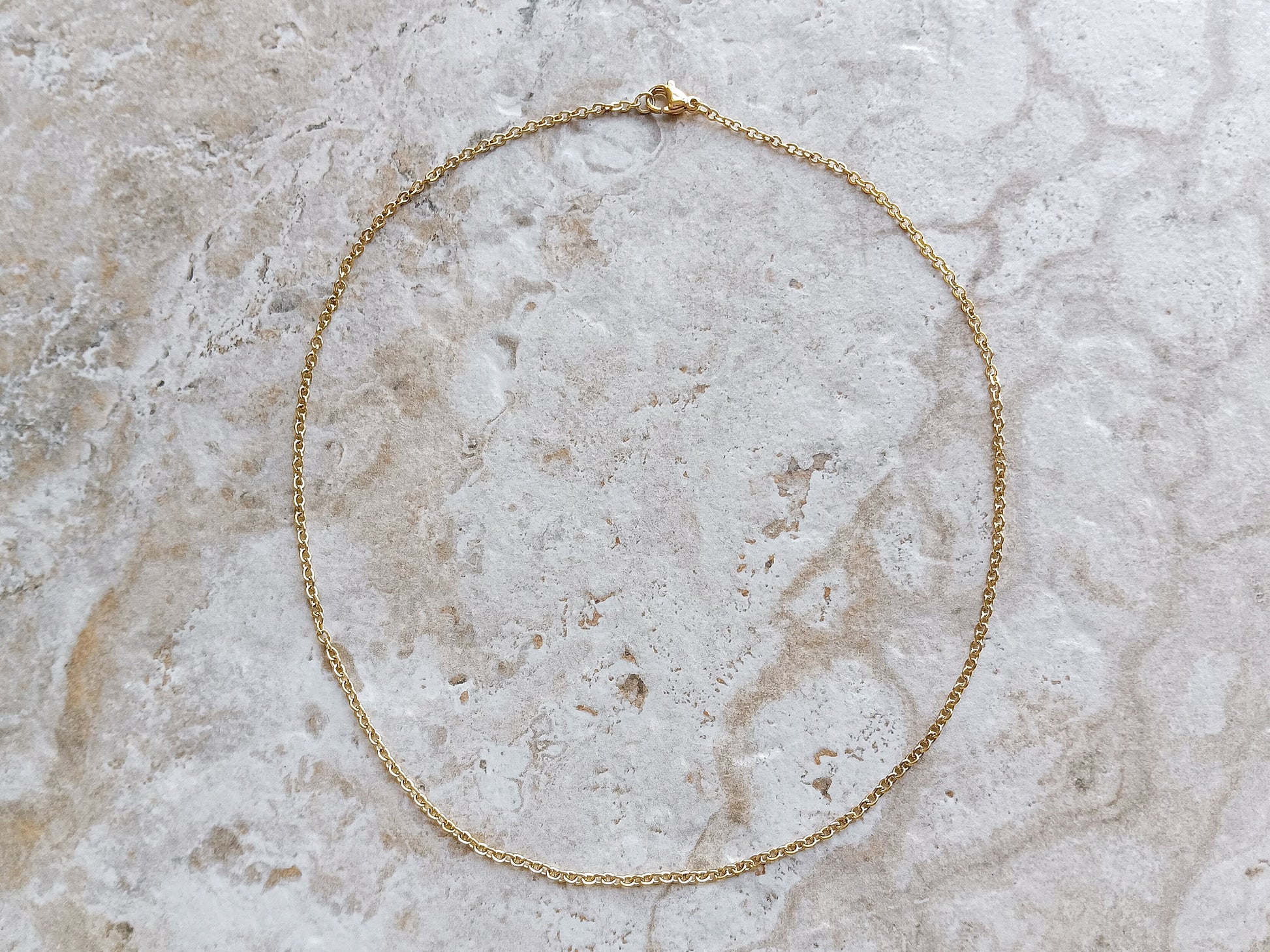 2mm Gold Shiny Color Stainless Steel Rolo Chains Necklace Unisex Customisable Size Elegant Fine Jewelry Tarnish Resistant