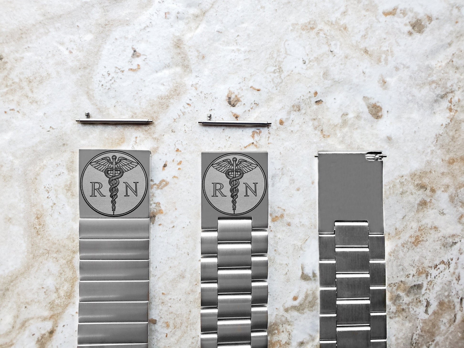 Registered Nurse Engraved Watch Band Compatible with Samsung Galaxy Watch 3 45mm 46mm Gear S3 Frontier and Classic St Steel Strap RN1-B22