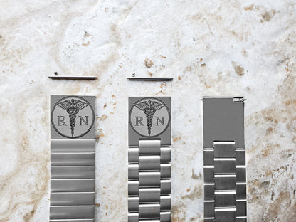 Registered Nurse Engraved Watch Band Compatible with Samsung Galaxy Watch 3 45mm 46mm Gear S3 Frontier and Classic St Steel Strap RN1-B22