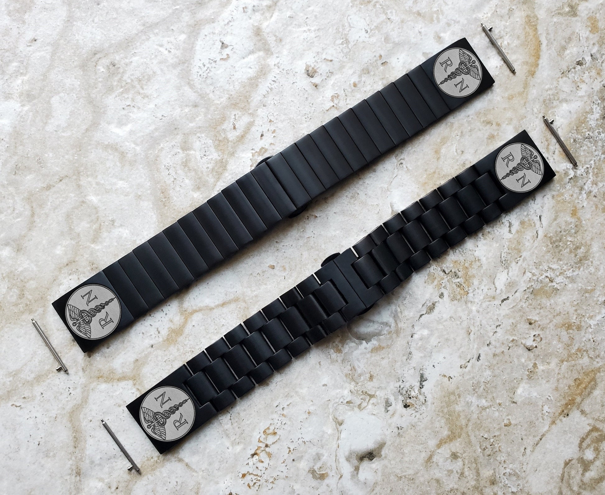 Registered Nurse Engraved Watch Band for Samsung Galaxy Watch 3 45mm 46mm Gear S3 Frontier and Classic Black St Steel Strap Bracelet RN1-B22