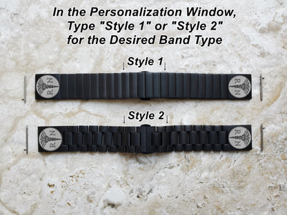 Registered Nurse Engraved Watch Band for Samsung Galaxy Watch 3 45mm 46mm Gear S3 Frontier and Classic Black St Steel Strap Bracelet RN1-B22
