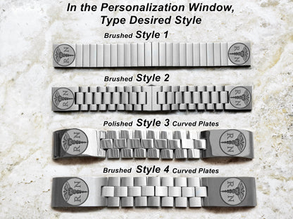 Registered Nurse Engraved Watch Band Compatible with Fitbit Versa Lite 2 3 4 and Sense 1 2 Smartwatches Silver St Steel Bracelet Strap RN1