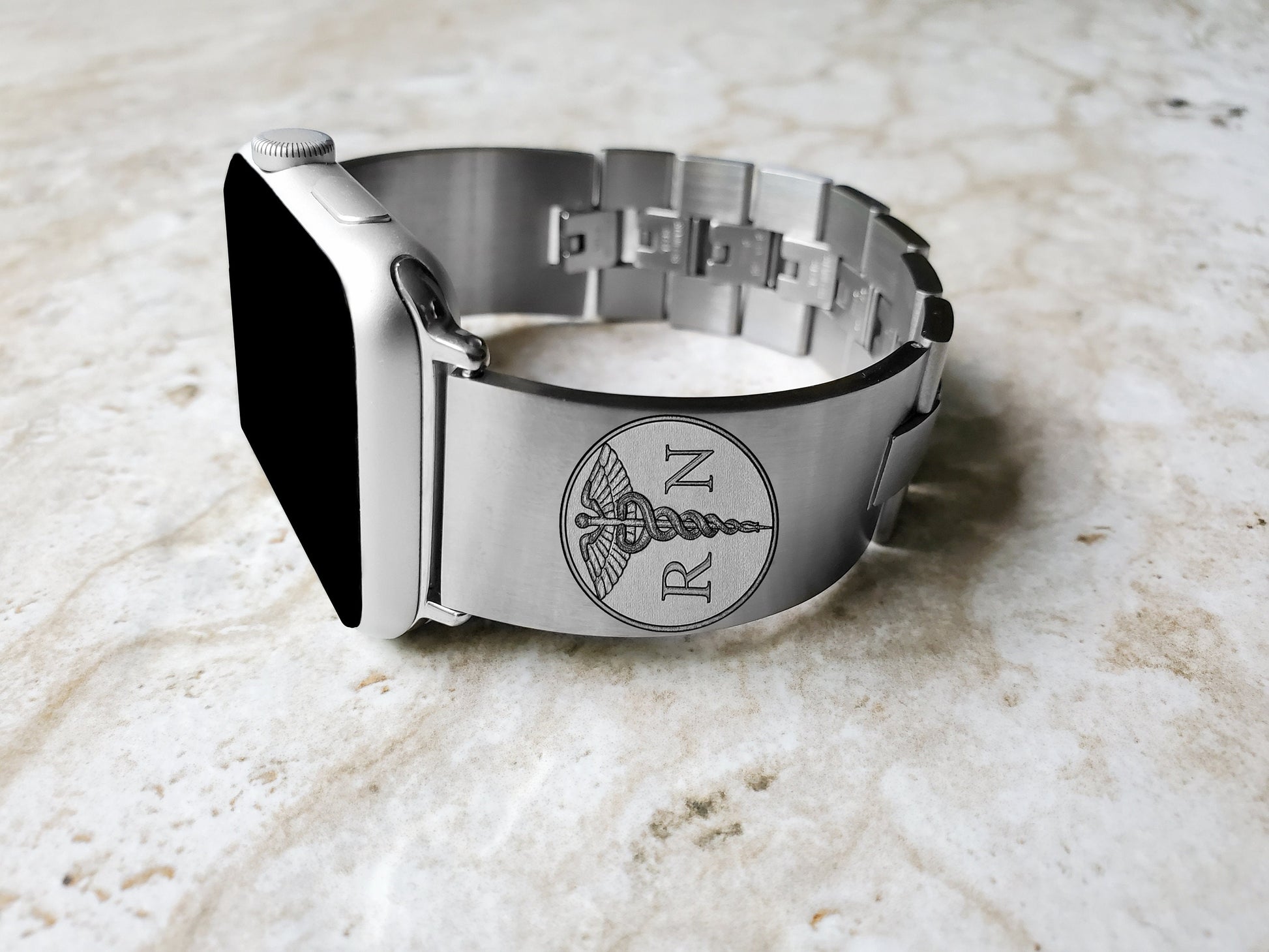 Registered Nurse Engraved Watch Band for Apple iWatch Ultra 2 9 8 7 SE 6 5 4 3 2 Case 38mm 40mm 41mm 42mm 44mm 45mm 49mm St Steel Strap RN1