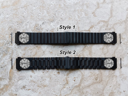 Medical Symbol Engraved Watch Band for 20mm Width Lugs Traditional Casual Luxury Smartwatches Black Stainless Steel Strap Bracelet MS2 -A20