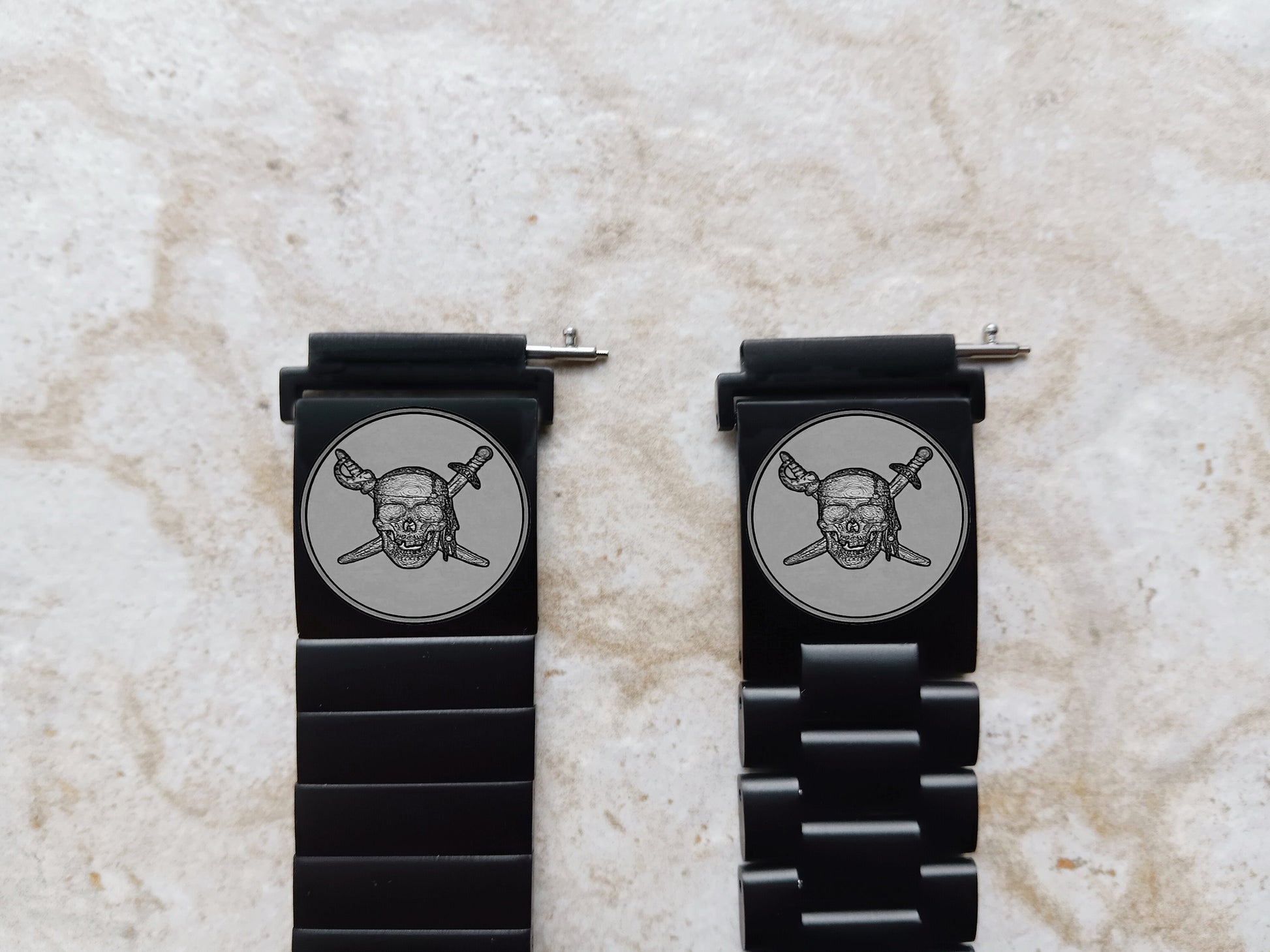 Garmin Engraved Pirate Skull Band for Vivomove 3 HR Trend Luxe Sport Style D2 Air X10 Vivoactive 5 3 Venu 2 Plus Sq 2 Black Strap PS2 -A20