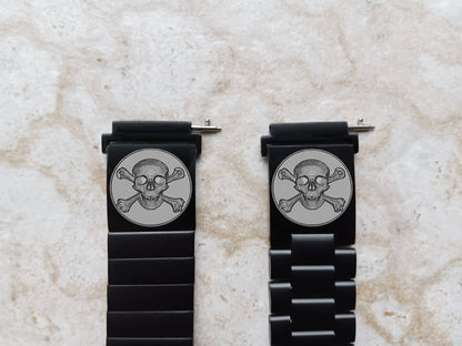 Garmin Engraved Skull Band for Vivomove 3 HR Trend Luxe Sport Style D2 Air X10 Vivoactive 5 3 Venu 2 Plus Sq 2 Black Strap SC2 -A20