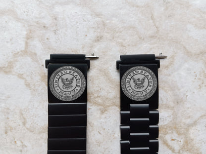 Garmin Engraved US Navy Band for Vivomove 3 HR Trend Luxe Sport Style D2 Air X10 Vivoactive 5 3 Venu 2 Plus Sq 2 Black Strap NE1 -A20