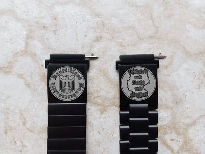 Garmin Engraved Germany Symbols Band for Vivomove 3 Trend Luxe Sport Style D2 Air X10 Vivoactive 5 3 Venu 2 Plus Sq 2 Black Strap DES -A20