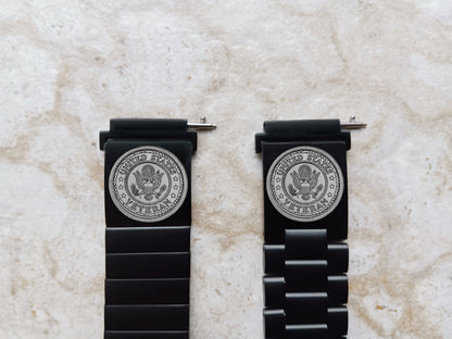 Garmin Engraved US Veteran Band for Vivomove 3 HR Trend Luxe Sport Style D2 Air X10 Vivoactive 5 3 Venu 2 Plus Sq 2 Black Strap V3 -A20