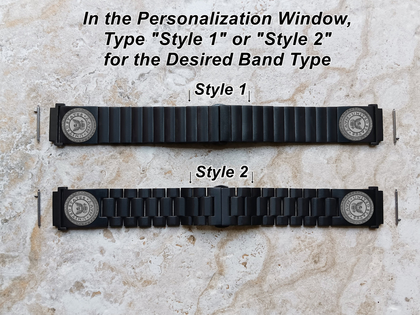 Garmin Engraved US Navy Band for Vivomove 3 HR Trend Luxe Sport Style D2 Air X10 Vivoactive 5 3 Venu 2 Plus Sq 2 Black Strap NE1 -A20