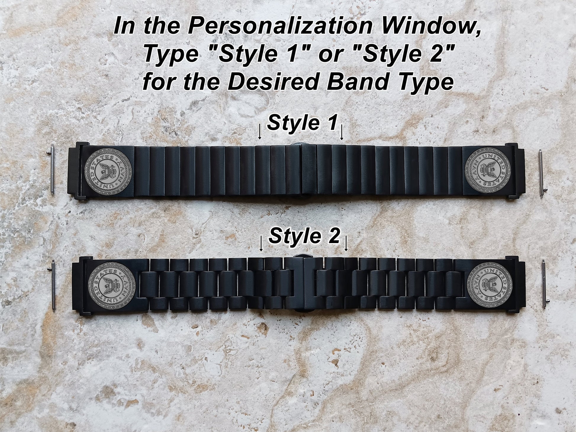 Garmin Engraved US Navy Band for Vivomove 3 HR Trend Luxe Sport Style D2 Air X10 Vivoactive 5 3 Venu 2 Plus Sq 2 Black Strap NE1 -A20