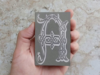 Custom Engraved Stainless Steel RFID Blocking Credit Debit Business Card Holder Wallet with Release Button Metal Case Celtic Text