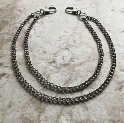 Fashion Wallet Chain Double Curb Silver Shiny Color Stainless Steel Cable Unisex Customisable Tarnish Resistant Very Strong  21" Inches 54cm